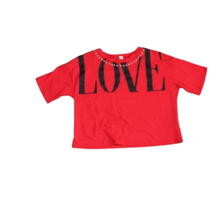 Beautees Girls Cropped Short Sleeve Love Printed T-Shirt Color Red Size XL - £27.10 GBP