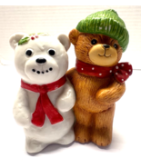 Lucy and Me Bear 1980 Vintage Enesco Bear With Christmas Snow Bear 3&quot; Fi... - $253.15 MXN