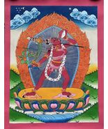 TIBETAN THANGKA VAJRAYOGINI HAND-PAINTED FEMALE BUDDHA DAKINI BUDDHIST A... - $155.92