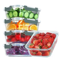5 Packs 36 Oz Glass Food Storage Containers, Meal Prep Containers With Lids, Air - £43.95 GBP