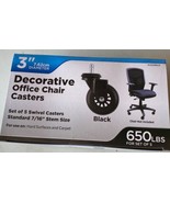 5 Office Chair Replacement Wheels Universal Poly Heavy Duty 3&quot; BLACK 650... - $6.64 CAD