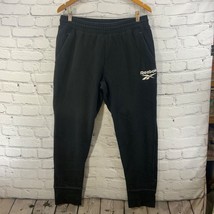 Reebok Sweatpants Mens Sz M Black Gray Stretch Waist Athletic Activewear - £23.36 GBP
