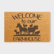&quot;Welcome To Our Farmhouse&quot; Doormat 24x16&quot; Outdoor Coir Mat Vinyl Non-Slip Back - £36.59 GBP