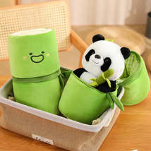 Cute Panda Bear Plush with Bamboo Bag Stuffed Animal Doll Toy Cushion Pillow Car - £4.46 GBP+