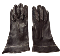 Vintage 1930s Brown Leather Gauntlet Gloves WOmens Size 6.5 Perfect Cond... - $37.62