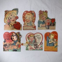 Vtg 1940s Valentine Cards Lot (6) GirlsMoving Mechanical Kitschy Swing M... - $71.27