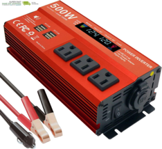 500W Power Inverter for Vehicles,Dc 12V to 110V AC,4 X 2.4A USB Ports Ca... - $82.62