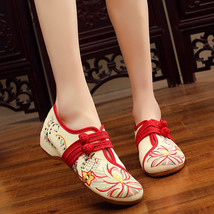 Handmade Flower Embroider Ballet Flats Shoes Chinese Embroidered Shoes Loafers O - £22.17 GBP