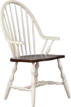 Sunset Trading Andrews Windsor Dining Chair with Arms | Antique White and - £460.52 GBP