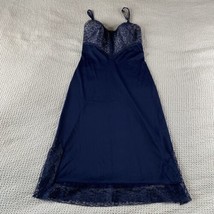 Beauty Vintage Van Raalte Petalskin Dress Slip Nylon Navy Chiffon Lace 34 S/M - £81.48 GBP