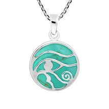 Ancient Symbol Eye of Horus Green Turquoise Inlay .925 Sterling Silver Necklace - £15.78 GBP