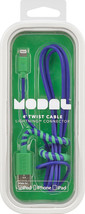 NEW Modal 4&#39; Twist USB Charge-and-Sync Cable Blue/Green for iPhone 7+/6+/6S/5C/5 - £5.90 GBP