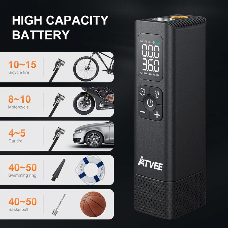 Bicycle Pump, 30S Fast Inflate Bike Pump with Gauge & Digital Display, 150PSI Po Item image 6