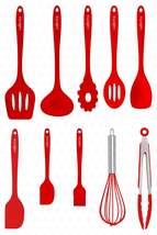 Salvatore Heat Resistant Fireproof Non-Stick Silicone Spatula Set 10 Pieces Red - £32.17 GBP