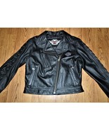 Harley-Davidson Motorcycle Black Leather Biker Jacket Women&#39;s Size M Zip... - $128.69