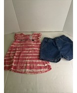 Girls Pink Carhartt Outfit Set Tie Dye Shirt Denim Shorts 4T - $220.28 MXN