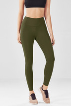 New Fabletics Womens Leggings Dark Olive Green S High Waist PowerHold Yoga Run - £115.99 GBP