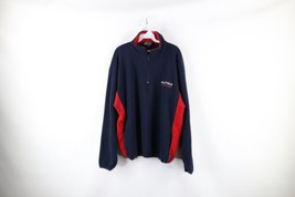 Vtg 90s Nautica Competition Mens M Spell Out Half Zip Fleece Pullover Sweater - £46.47 GBP