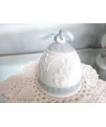 Lladro 1994 Grey Holiday Collector Bell Ornament Angel Children Blue Ribbon - $13.54 CAD