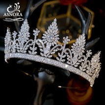Silver Zirconia Geometric Crystal Tiaras and Crowns for Women Wedding Hair Acces - £115.81 GBP