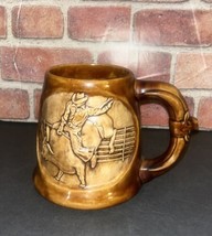 Vintage 1983 Rodeo Cowboy Horse Mug - BIG 32+ oz.!  Hand Painted - Signe... - $23.38