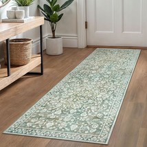 Vintage Washable Runner Rug 2X6, Sage Green Beige Runners For Hallways, ... - $47.99