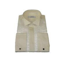 Mens CEREMONIA Tuxedo shiny Shirt 100% Cotton Turkey Slim Fit #stn 17 pta ivory image 2