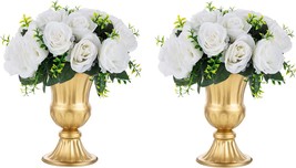 Nuptio Gold Vases For Centerpieces Wedding - 2 Pcs 9In Height Metal Urn Planter - £31.16 GBP