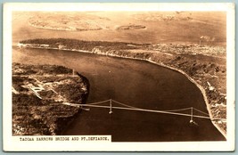 RPPC Aerial View Tacoma Narrows Bridge Pre Collapse TACOMA WA 1942 Postcard G13 - £12.20 GBP