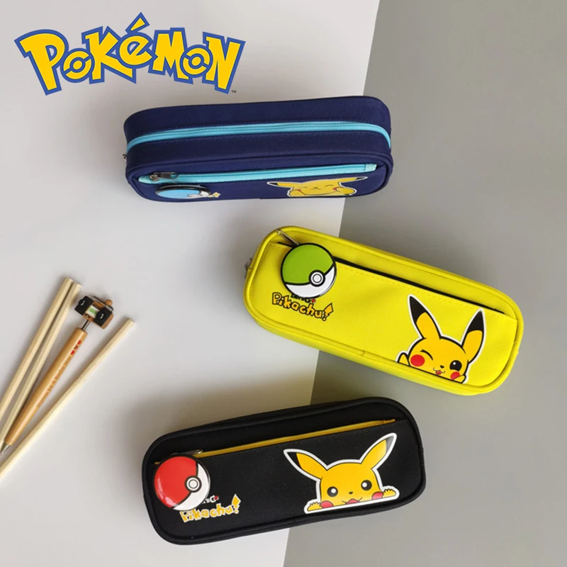 Pokemon Pikachu Pencil Case Cartoon Anime Figures MultiFunctional Canvas Pen - $16.59