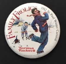 1982 Saint Paul Winter Carnival Family Frolics Norman Rockwell Pinback B... - £9.43 GBP