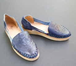 Macarena Womens Blu Espadrilles Flats Leather Shoes Mexico 26 US 9  - £35.27 GBP