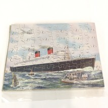 1940&#39;s Victory Wooden JIG-SAW Puzzle Of The Cunard Liner Queen Elizabeth Ship - £63.68 GBP