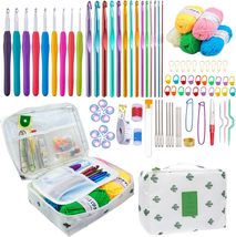 100 Pieces Crochet Kit with Yarn and Knitting Accessories Set,Complete K - £34.19 GBP