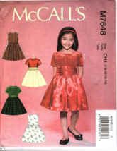 McCall&#39;s M7648 Girls 7 to 14 Special Occasion Dresses Uncut Sewing Pattern - £10.23 GBP