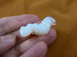 (Y-CATE-562) White INCH WORM CATERPILLAR gemstone carving caterpillars w... - $14.01