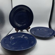 Pottery Barn Sausalito 12” Dinner Plate Charger Pasta Bowl Blue Set Of 3 Dk Blue - £27.69 GBP
