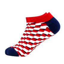 Red, White Blue 3D Cubed Patterned Ankle Socks (Adult Large) - £2.47 GBP
