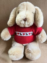 Vtg Rare Mut Gund Tender Puppy Dog Plush 1985 Red Sweater tags Tan Oatmeal ears - £22.70 GBP