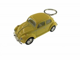 2.5&quot; Kinsmart 1967 VW Beetle Pastel Keychain Diecast Model Toy Car 1:64 Yellow - £10.38 GBP