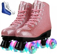 Roller Skates for Women Men Shiny PU Leather High-top Roller Skate Shoes for - £51.15 GBP