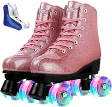 Roller Skates for Women Men Shiny PU Leather High-top Roller Skate Shoes for - £51.03 GBP