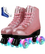 Roller Skates for Women Men Shiny PU Leather High-top Roller Skate Shoes... - £50.32 GBP