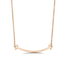 Sterling Silver Double T Curved Bar Necklace - Rose Gold Plated - £28.94 GBP