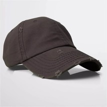 Brown Vintage Distressed 100% Cotton Solid Polo Denim Baseball Cap Hat W... - $34.21 CAD