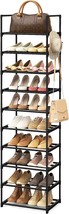 Woxcise Narrow Shoe Rack 10 Tiers Tall Shoe Rack For Entryway 20-24 Pairs Shoe - £33.04 GBP