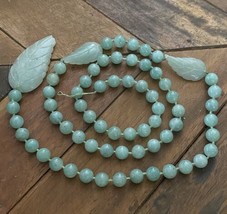 Broken Vintage 36” Long Green Jadeite Leaf Beaded Necklace - As Is - £11.56 GBP