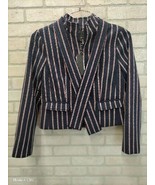 Banana Republic NWT Navy Blue &amp; Red Striped Collarless Blazer With Scarf... - £26.47 GBP