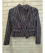 Banana Republic NWT Navy Blue &amp; Red Striped Collarless Blazer With Scarf... - £25.11 GBP