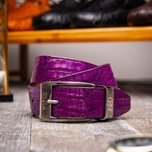 Silvio Genuine Exotic Caiman Fuscus-back Belt Purple image 4